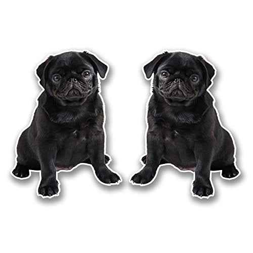 2 x Black Pug Vinyl Stickers