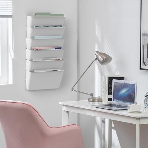 Gawerk Clear Acrylic Single Pocket, Plastic Hanging Wall Mount File Holder for Office Home (White, 2 Pack) - color: White, size: 2 Pack