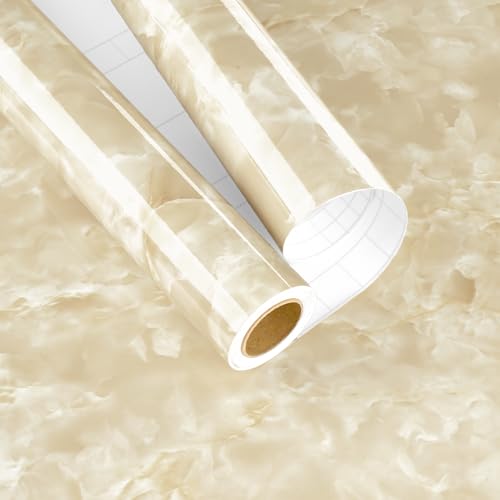 Beige Marble Contact Paper for Countertops Beige Marble Peel and Stick Wallpaper Removable Waterproof Countertop Contact Paper for Cabinets Kitchen Vinyl Wrap Counter Top Covers 15.7"¡¿78.7"