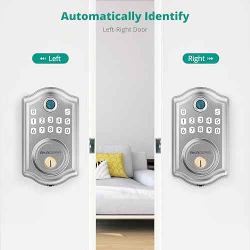 DS10 Keyless Entry Door Lock - Fingerprint Door Lock with 2 Keys, Electronic Keypad Deadbolt, Smart Door Lock, Keypad Lock for Front Door, Auto-Lock & One Touch Locking - Satin Nickel