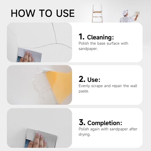 Drywall Repair Kit Wall Patch, 150g Spackle Wall Repair Paste with Scraper, Wall Mending Agent Quick and Easy Solution to Fill The Holes for Home Wall, White Repair Putty Plaster Dent