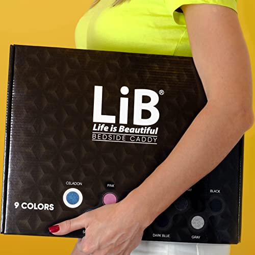 Lib Bedside Caddy, Original Design | Large Size 9.5" x 13.5" | Laptop Holder | 100% Handmade | College Room, Kids Bunk Bed, Hospital Bed | Night Hanging Storage Organizer (Light Gray)