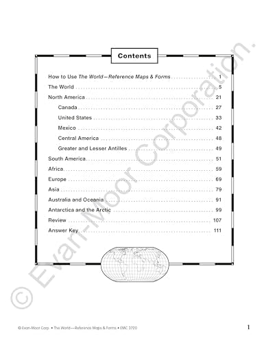 Evan-Moor Educational Publishers The World: Reference Maps & Forms Book (World & U.S. Maps)