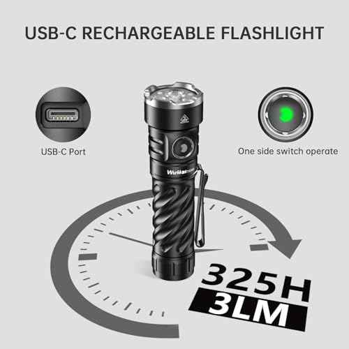 Wurkkos TS26S Rechargeable Flashlight,3100 High Lumens LED Flashlight 95CRI,Magnetic Tail Cap,191 Meters 5000K Boost Constant Current,IP68 Waterproof for Dog Walking,Camping,Emergency