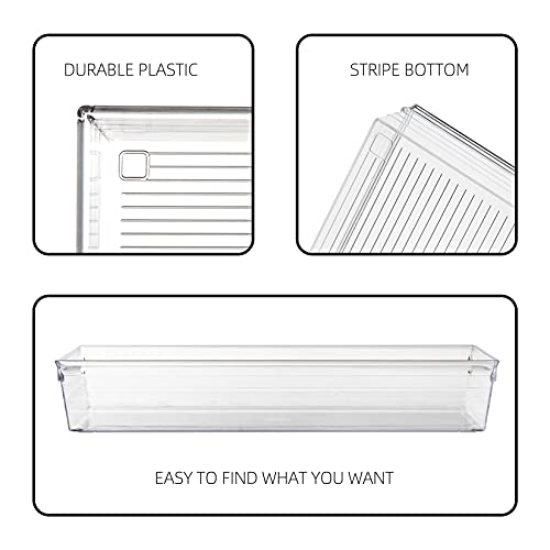 Backerysupply Clear Plastic Drawer Organizer Tray for Vanity Cabinet (6"×6"×2",Set of 8),Storage Tray for Makeup, Kitchen Utensils, Jewelries, and Gadgets… - size: 6 in x 6 in x 2 in