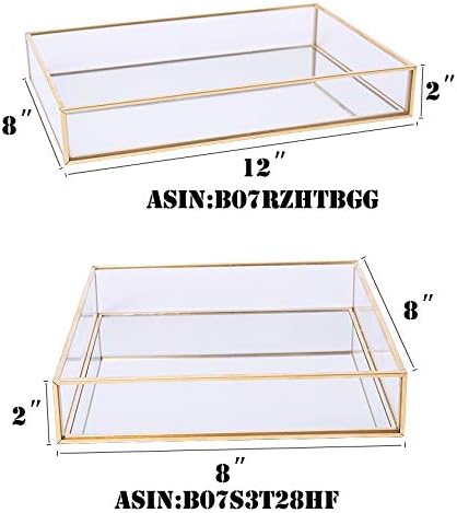 Sooyee Gold Tray Mirror,Square Mirror Tray can Hold Jewelry,Perfume,Makeup,Breakfast,Tea,Food,Magazine and More, Decorative Tray for Vanity,Dresser,Bathroom,Bedroom,Office,Garden,Coffee Table (8”x8”)