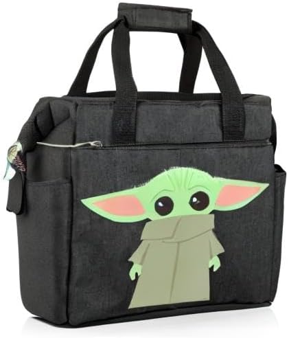 PICNIC TIME Star Wars Mandalorian Grogu On The Go Lunch Bag, Soft Cooler Lunch Box, Insulated Lunch Bag, (Black)