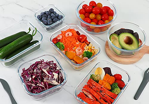 24-Piece Glass Food Storage Containers with Locking Lids,Glass Meal Prep Containers Set - Airtight Lunch Containers, Microwave, Oven, Freezer and Dishwasher,Green - color: Green