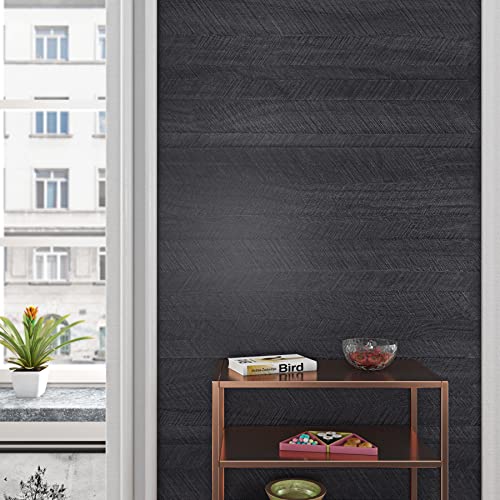 Livelynine Charcoal Wood Grain Contact Paper for Desk Peel and Stick Countertops Waterproof Self Adhesive Wallpaper Kitchen Table Counter Top Vinyl Wrap Black Laminate Countertop Covers 15.8x78.8