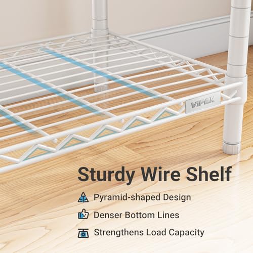 VIPEK V10 Wire Garment Rack 5-Tiers Heavy Duty Clothes Rack Large Size Clothing Rack with 4 Hanging Rods, 6 Wire Shelves and 2 Slid Baskets, 68.9" W x 15.7" D x 76.4" H, Max Load 920 LBS, White - color: White