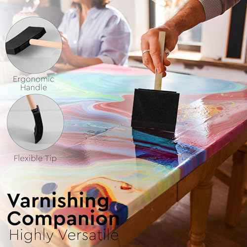 20 Piece Flat Flexible Poly Foam Bevel-Tipped Brush Set with Wooden Handles Ideal for Applying Paint, Oil-Based Paints, Stain, Varnish, Enamel, Latex Paint Smooth Surfaces & Arts & Crafts