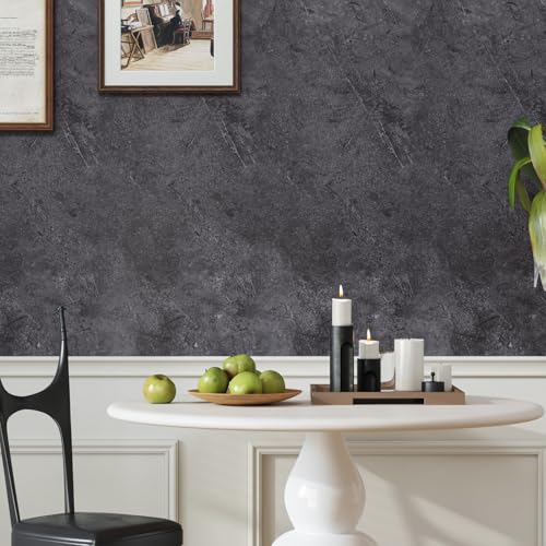 CRE8TIVE Dark Grey Concrete Wallpaper Peel and Stick Concrete Contact Paper for Countertops Cabinets Waterproof 12"x80" Self Adhesive Industrial Cement Wallpaper Textured for Kitchen Backsplash Walls