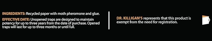 Dr. Killigan's Premium Double Potent Pantry Moth Traps with Pheromones Prime, Sticky Indian Meal Moth Traps for Kitchen, How to Get Rid of Moths in House (20 Pack, Black)