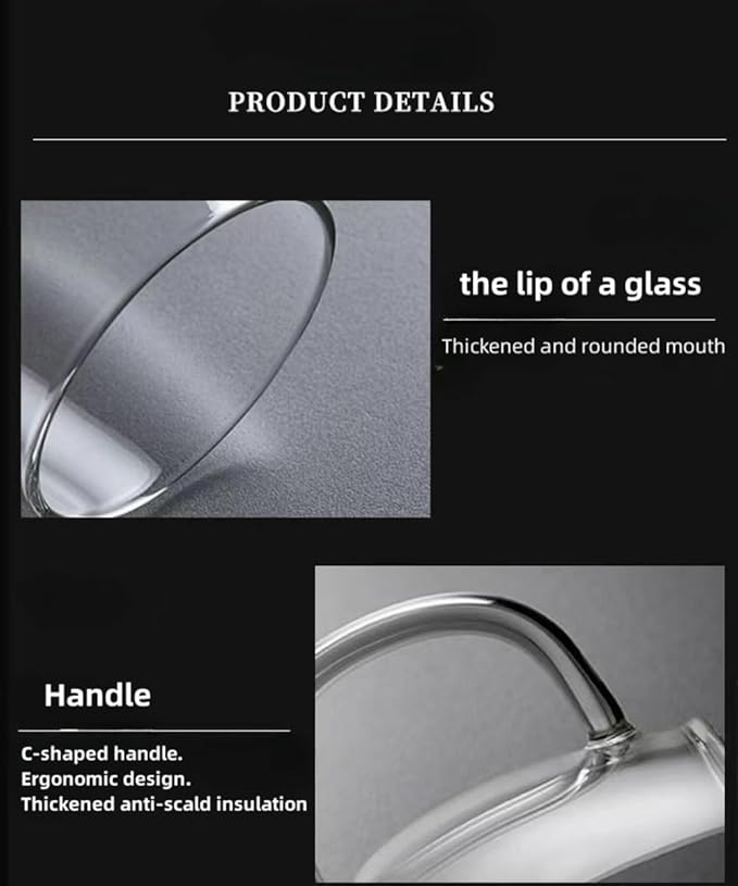 Clear Glass Mug with Handle, Blue Handle/16 oz, high borosilicate glass mug for large glass coffee cups with handles, beverage mugs with handles, or as a gift!…