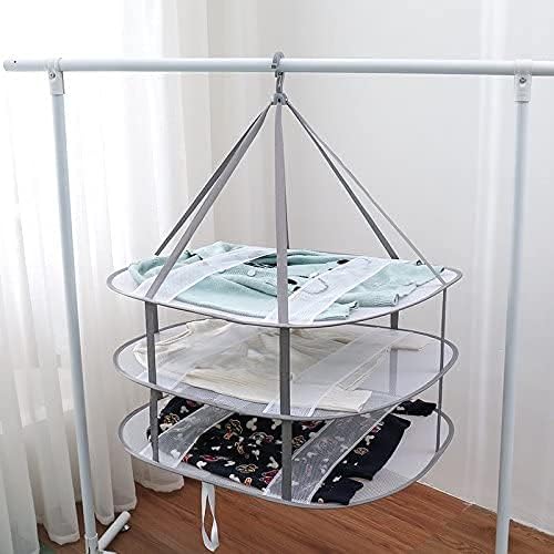 Looca 3-Tier Folded Mesh Clothes Hanging Dryer Sweater Drying Rack 30.3" L * 24.5" W*30.7" H
