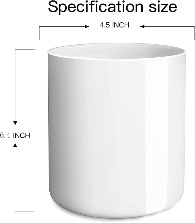 White utensil holder for Countertop, Glossy White Ceramic Utensil Holder for Kitchen Counter Easy to Clean, Modern Small Cooking Utensil Holder Spatula Crock for Décor, 4.5×6.4 IN