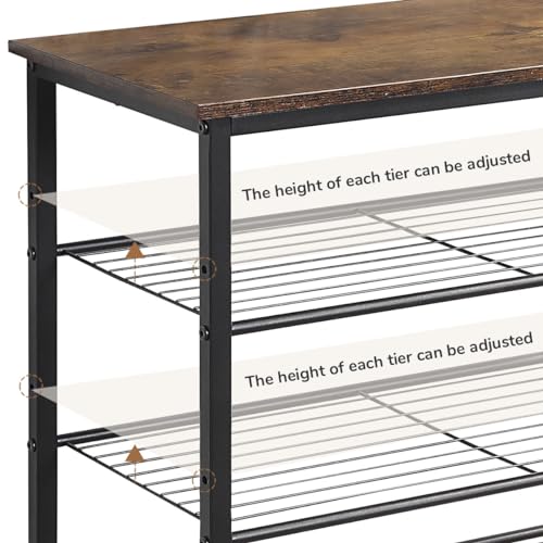 6 Tier Shoe Rack Organizer, Metal Mesh Shoe Storage Shelf, Storage Boots .for Entryway, Closet,Hallway, Bedroom,Cloakroom,Garage, Industrial,Rustic Brown - size: 6-Tier