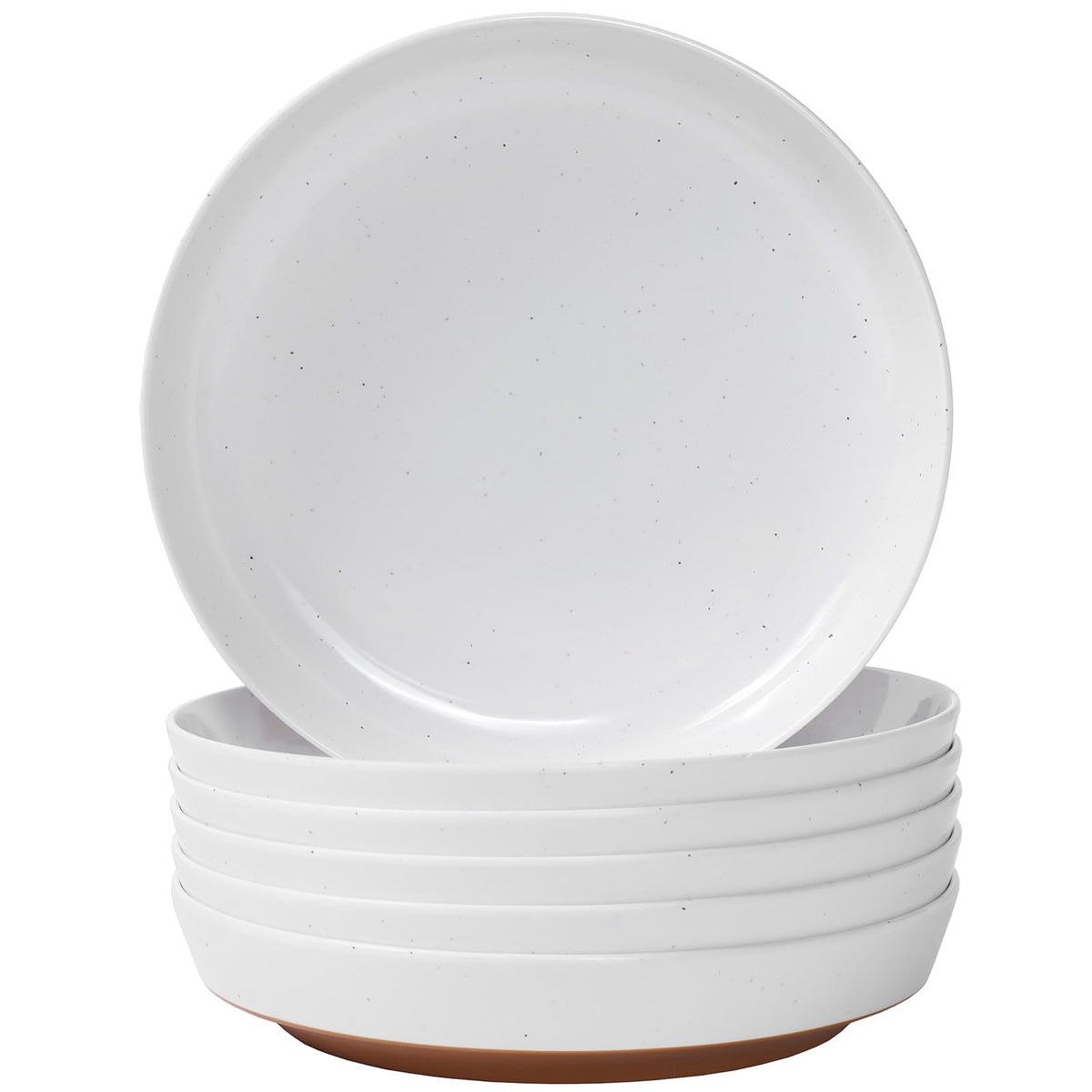 Webbylee 6-inch Melamine Bowls set of 6-20-ounce Dinnerware Cereal Bowls for Soup, Salad & Dessert | Dishwasher Safe & Space Saving(White/Grey)