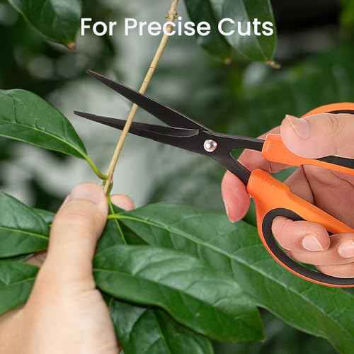 GROWNEER 1 Packs Trimming Scissors Teflon Coated Non Stick Blades Pruning Shears Gardening Hand Pruning Snips with Straight Stainless Steel Precision Blade