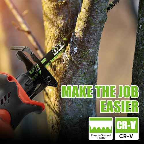 9.5-Inch Wood Pruning Reciprocating Saw Blade Set with Storage Box, 6-Piece Pruner Saw Blades with 5 TPI CR-V Steel for Tree Trimming Wood Cutting