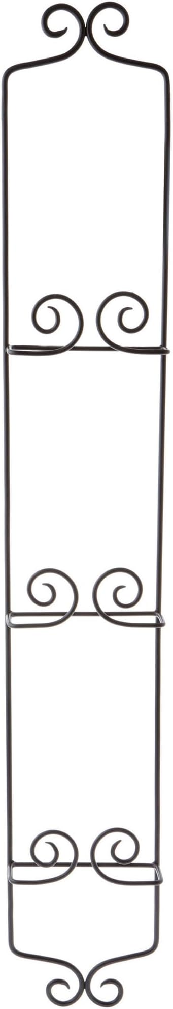 Bard's Black Wrought Iron Wall Mountable Vertical Hanger for 3 Plates, 39" H x 6" W x 2" D (for 8.5"-10" Plates), Pack of 2