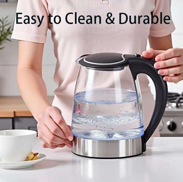 AZEUS Glass Electric Kettle, Fast Boil, Auto-Shutoff & Anti-Dry Heat
