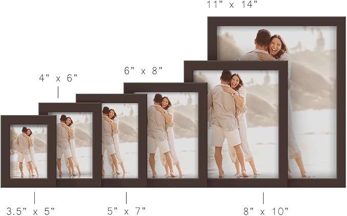 Renditions Gallery 3.5x5 inch Picture Frame High-end Modern Style, Made of Solid Wood and High Definition Glass Ready for Wall and Tabletop Photo Display, Brown Frame