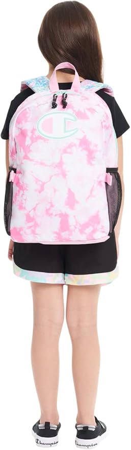 Champion Kids' Youth Backpacks & Lunch Kit Combo, Pink Candy/Aruba Blue, One-Size