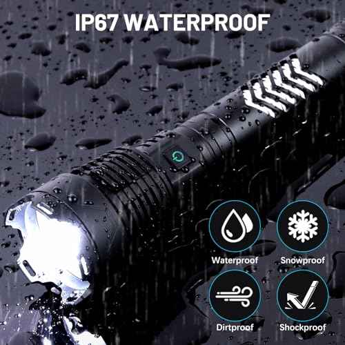 Rechargeable LED Flashlights 6000.000 High Lumens, Super Bright Flashlight with Input and Output Functions, Tactical Flashlight for Camping Home Emergencies (Large, Piece, 1)
