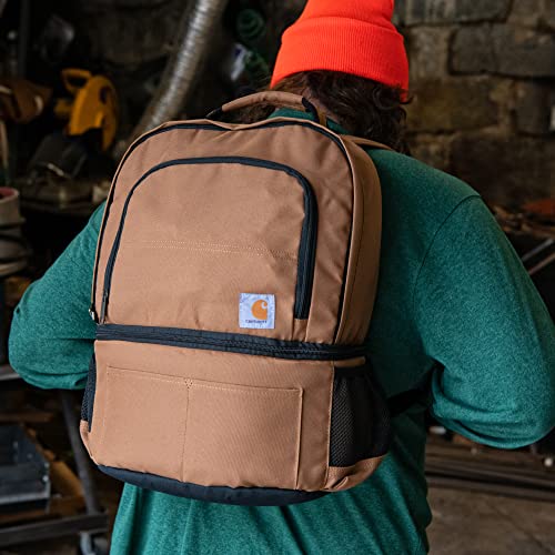 Carhartt Insulated 24 Can Two Compartment Cooler Backpack, Fully-Insulated Base, Durable Water-Resistant for Camping, Beach & Travel