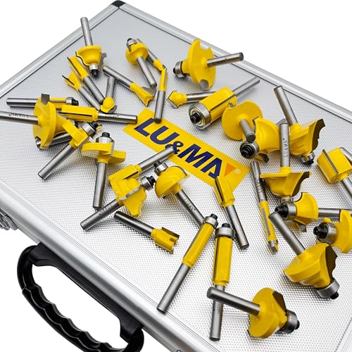 LU&MN Carbide Tipped Router Bit Set ( 35 PCS) with 1/4" Shank Wood Milling Saw Cutter, Multi-Purpose (Woodworking Tools for Home Improvement and DIY)