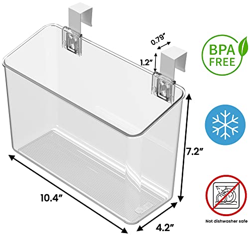 vacane Plastic Over Cabinet Door Organizer with Removable Hooks, Clear Hanging Baskets for Organizing Over the Cabinet Organizer Holder for Kitchen, Pantry, Bathroom-Hang Outside or Inside Door-L - style: L