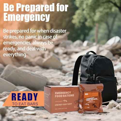Emergency Food Bars - Chocolate Hardtack, Mre Meals Military 2025, Long Shelf Life, Emergency Meals Ration Bars, Emergency Supplies for Disaster Preparedness, 12 Count