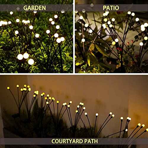 Solar Firefly Lights Outdoor, 8 Pack, Warm White, Swaying, Waterproof, Garden Decor for Yard Patio Pathway Lawn, Gardening Gifts
