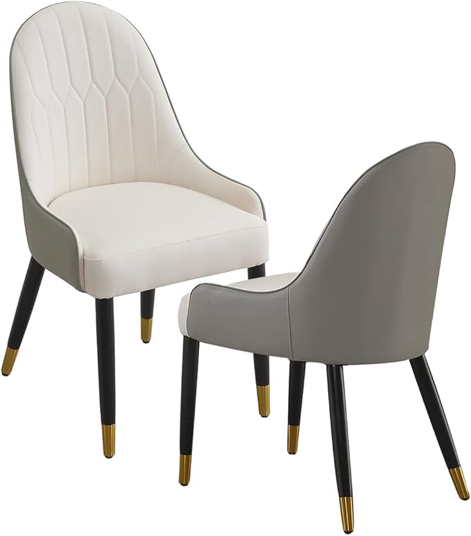Dining Chairs Set of 2, Modern Faux Leather Dining Metal Legs for Living Kitchen Dining Room