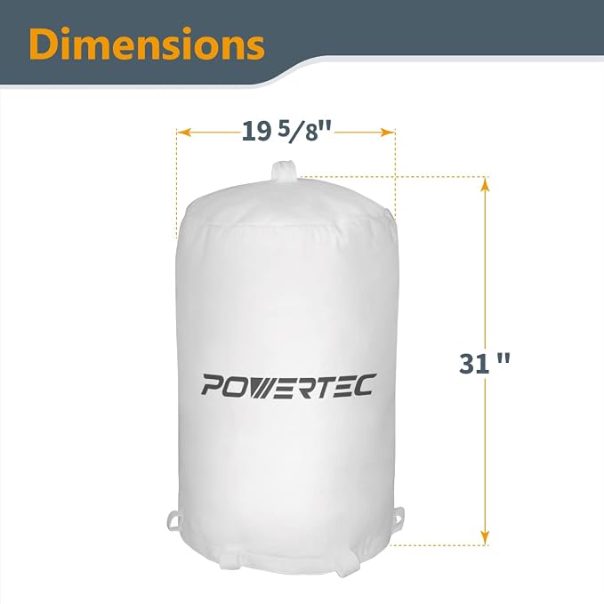 POWERTEC 70333 Dust Collector Bag, 1 Micron Filter,