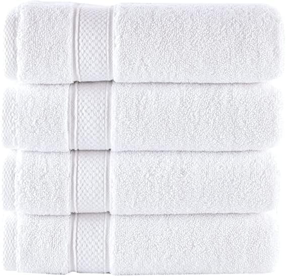 NOVA Luxury Linen - Hotel Quality Turkish Towel Set for Bathroom (4 Pcs Washcloth Set, Pure White)