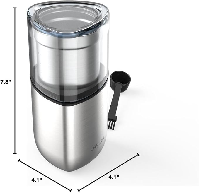 SHARDOR Electric Coffee Bean Grinder, Spice Grinder, 1 Removable Bowl with Stainless Steel Blade, Silver