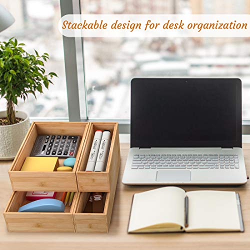 Utensil Organizer Silverware Drawer Organizer - Stackable Bamboo Flatware Caddy Cutlery Holder, Wooden Storage Boxes Tray for Bedroom,Office, Bathroom, Vanity & Garage Tool Organization(12"3"2.5") - size: 12x3x2.5inch