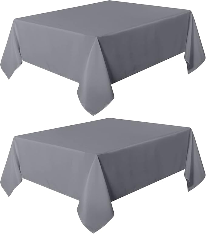 sancua 2 Pack Light Grey Tablecloth 54 x 54 Inch, Stain and Wrinkle Resistant Square Table Cloth - Washable Polyester Table Cover for Dining Tables, Buffet Parties and Camping