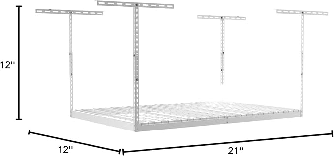 SafeRacks 4x6 Overhead Garage Storage Rack - Heavy Duty Steel Ceiling Mount Storage Shelves with 500 lb Capacity - Adjustable, Garage Overhead Storage, 12"-24" 2 Pack