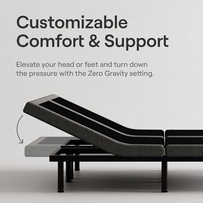 Nectar Luxe Split King Adjustable Base & 14” Hybrid Mattress - Head & Foot Incline - Medium Firm Memory Foam & Coils - Cooling Upgrade - 3 Massage Settings - 365-Night Trial & Forever Warranty