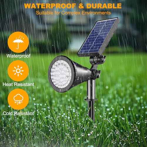 Solar Spotlight Outdoor Waterproof, 36 LED Outdoor Solar Lights with 2200mAh, 2-in-1 Wall or Ground Solar Flood Lights for Yard, Garden, Pathway, Auto On/Off Landscape Lighting- 4 Pack (Warm White)