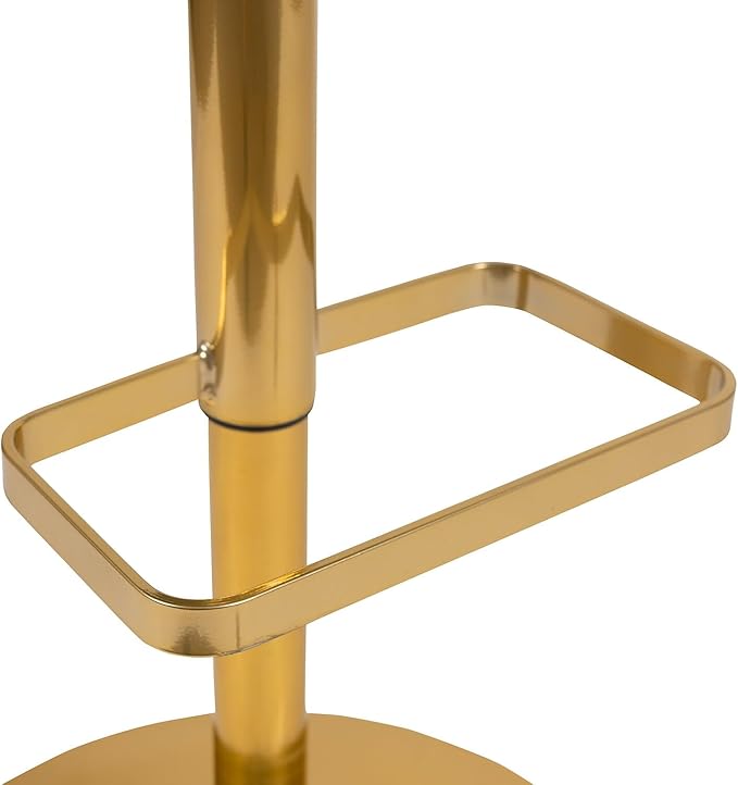 Flash Furniture Erik Comfortable & Stylish Contemporary Barstool with Rounded Mid-Back and Foot Rest, Adjustable Height - Black Vinyl with Gold Base, Set of 2