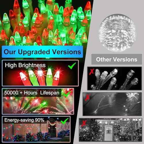 1500 LED Chrstmas Lights, 470ft Outdoor Christmas String Lights with 12 Modes, Red & Green LED String Lights with Timer Dimmable Waterproof for Tree Fence Garden Xmas Wedding Party Decor Red & Green