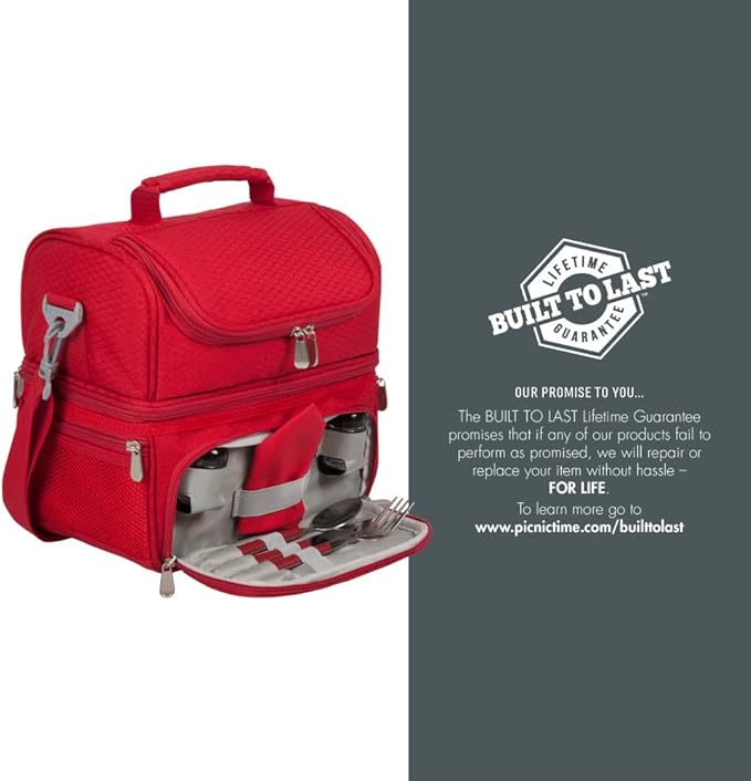 PICNIC TIME NCAA Nebraska Cornhuskers Pranzo Lunch Bag - Insulated Lunch Box with Picnic Set - Lunch Cooler Bag