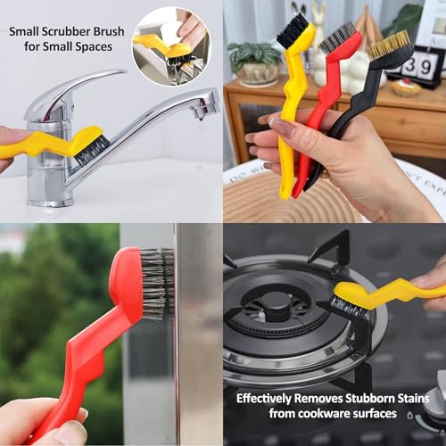 Wire Brush Set, 9-Piece, for Removing Weld slag, Rust and dust. Wire Cleaning Brushes comprise Three Different Sizes, Featuring Brass, Nylon and Stainless Steel Bristle Heads respectively,Colour