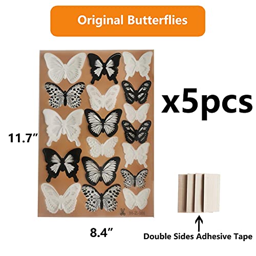 90PCS, 3D Butterfly Wall Decor,Decorative Butterflies for Decals,Black Decor Party Birthday Wedding Decoration Stickers for DIY Bedroom Living Room
