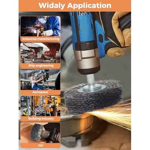 Wire Wheel Brush 2x7/8in for Drill 2Pack, Heavy Duty Carbon Steel Wire Brushes for Rust,Paint,Oxides,Corrosion Removal 1/4in Shank Drill Rotary Attachment