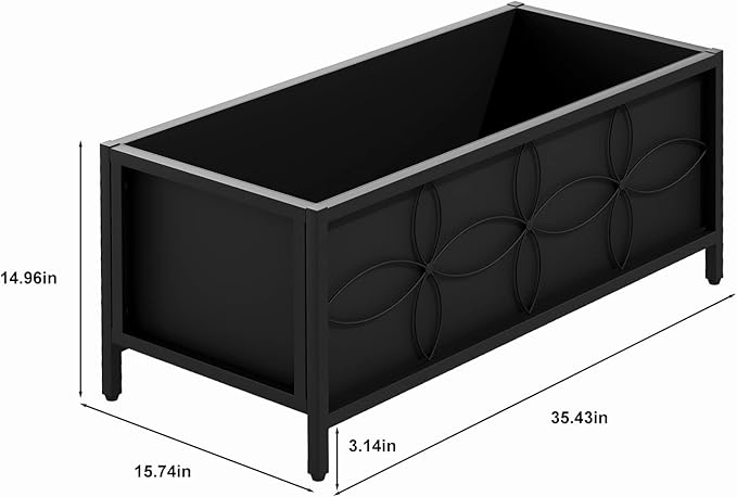 Zhongma Sturdy Raised Garden Bed with Inner Fabric Liners for Vegetables Flower, Planter Box for Backyard Patio Balcony. Inner Size: 33.85x14.17x11 inch